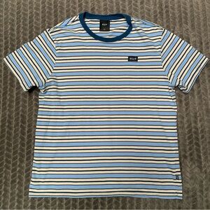 HUF Shirt Mens Medium Blue Short Sleeve T Striped Skater Grind 100% Cotton